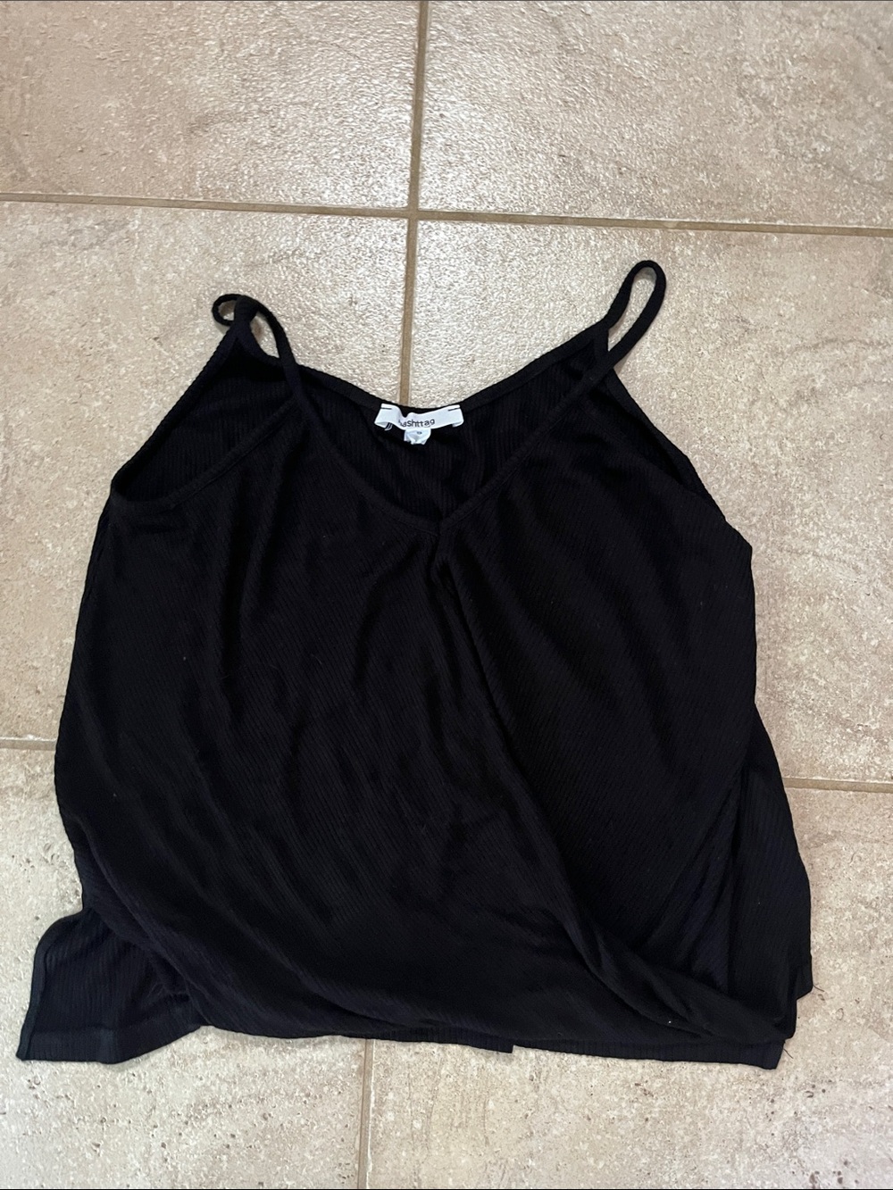 Hashttag Black ribbed tank top